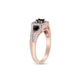 thumbnail image 2 of 1/2 Carat CTTW Black And White Natural Diamond Three Stone Halo Engagement Ring In 14K Rose Gold Over Sterling Silver (0.50 Cttw, I2-I3 Clarity), 2 of 3