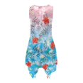 thumbnail image 5 of HELLHERO Side Pockets Sleeveless Sundress, Tropical Floral Print Summer Sleeveless Dress Premium Polyester Round Neck Asymmetric Hem Midi Dress Tank, 5 of 8