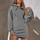 thumbnail image 1 of Vestidos de mujer Wancir Otoño Invierno 2024 Casual Manga Larga Cordón Plisado Sudadera con Capucha Suéter Túnica Mini Vestido, 1 of 1