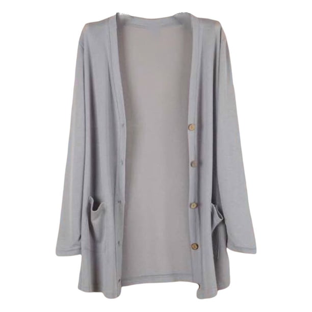 Minnieouse Abrigo de moda, chal de punto, chaqueta de verano, dulce regalo, ropa de mujer de larga duración, mano de obra fina, cárdigan suelto Abrigos y chamarras Gris