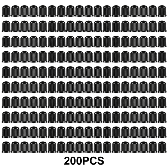 200Pcs Black Plastic Tire Air Valve Stem Caps Tyre Wheel Rims Dust Cover for Car