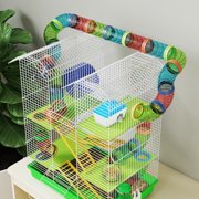 PawHut 5 Tiers Hamster Cage Small Animal Habitat with Exercise Wheels, Tube, Water Bottles, and Ladder, for Dwarf Hamster, Gerbil, Green