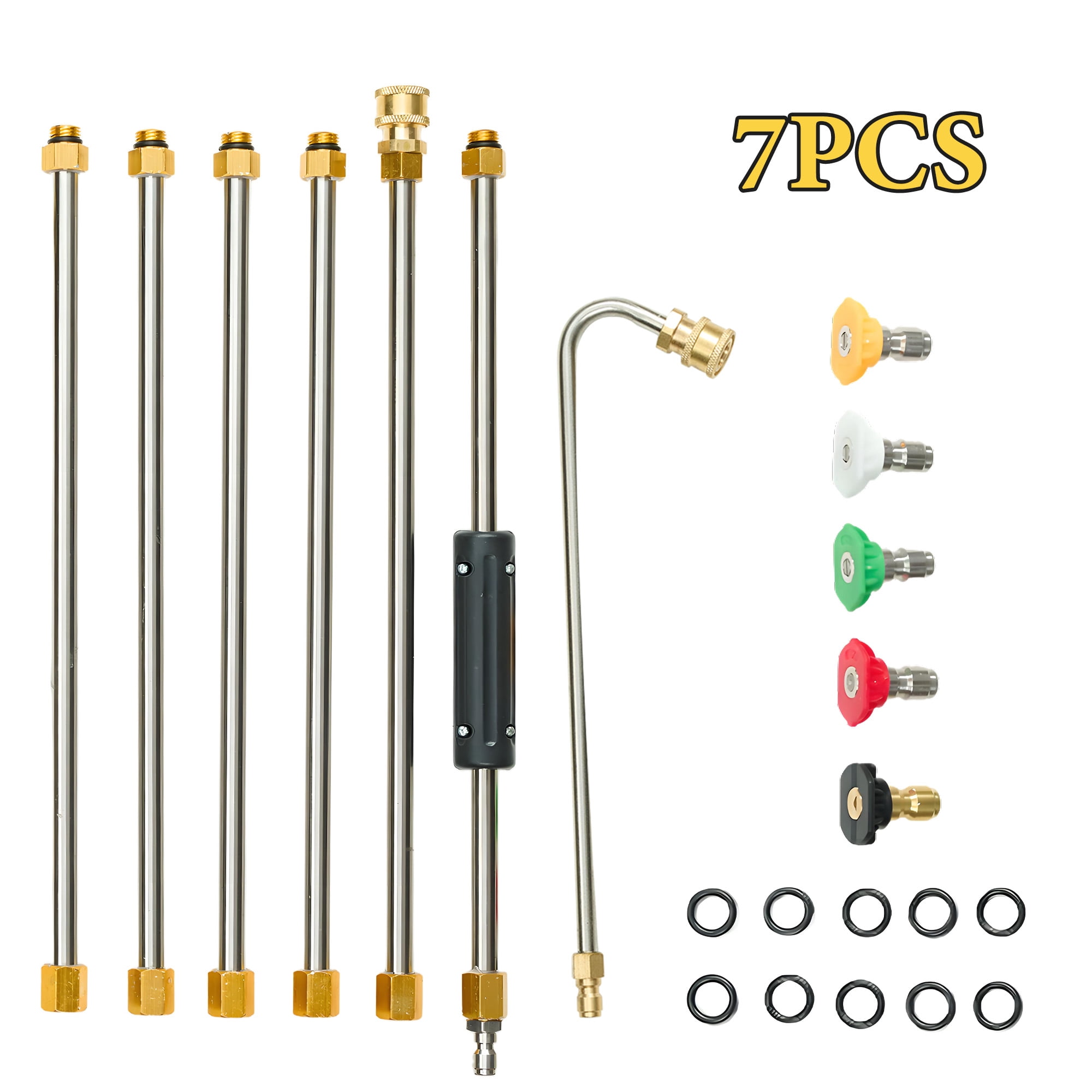 Pressure Washer Extension Wand, 7 PcsPower Washer Lance With 6 Nozzle Tips