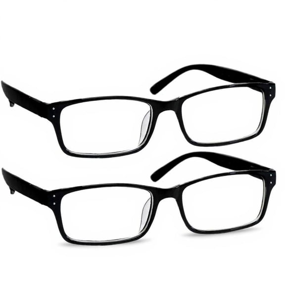 Computer Reading Glasses  0.00 | 2 Pack of Readers for Men and Women | 2 Black