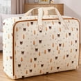 thumbnail image 2 of Oggfader Heavy Duty Cotton Storage Bag with Reinforced Handles, Khaki L - Double Zipper, Collapsible Reusable for Clothing Bedding Moving College Dorm, 2 of 8