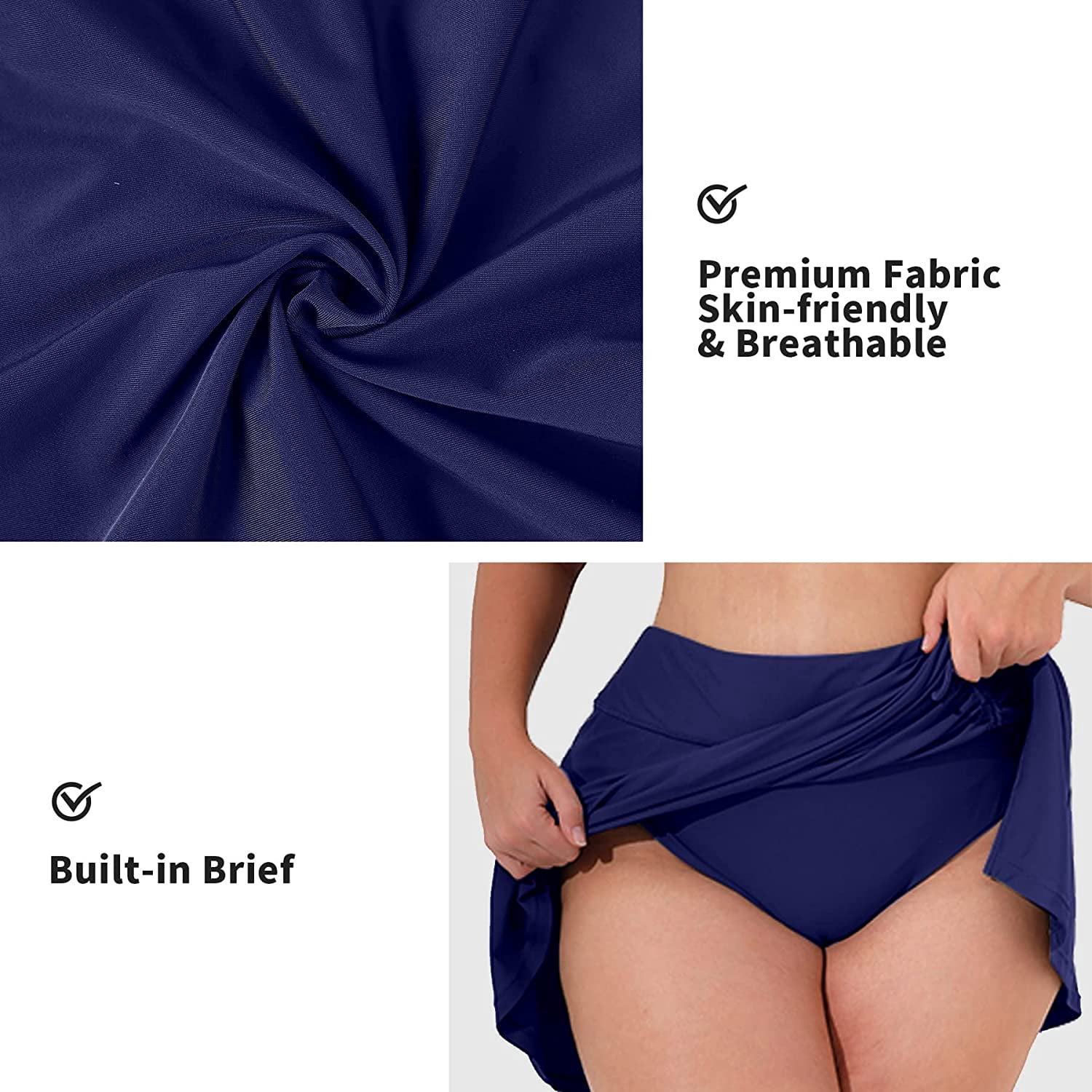 ALove Women Split Swim Skirts For Women Plus Size High Waist Bikini Swim Bottoms