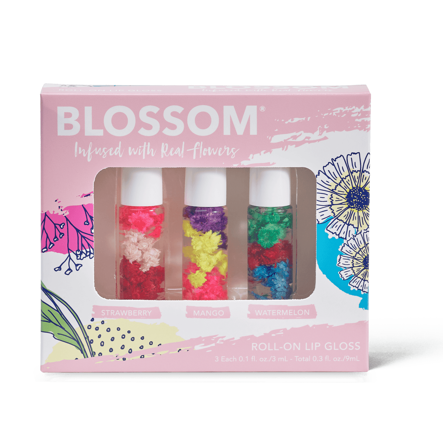 Blossom Mini Roll-On Lip Gloss 3pc Gift Set
