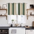 thumbnail image 2 of 2 Panels Kitchen Tier Curtains 39 Inch Length, Green Brown Striped Grommets Window Treatment Curtain, Modern Stripes Art Farmhouse Thermal Curtains Drapes for Living Room/Bathroom, 2 of 9