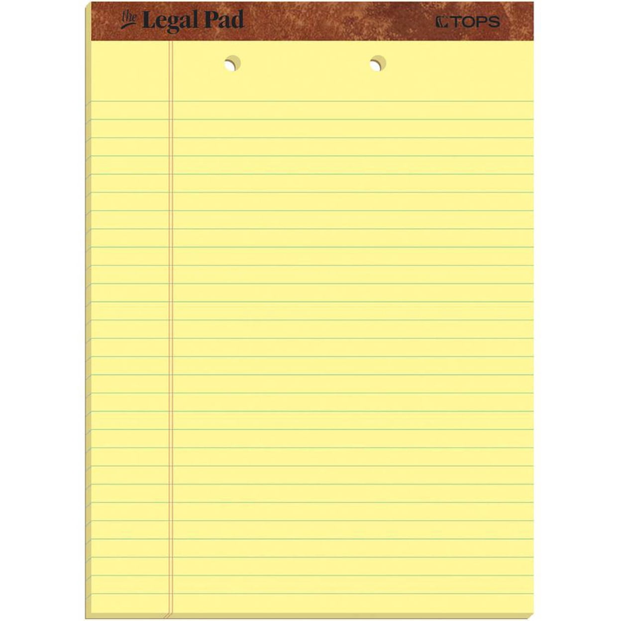 TOPS 2-Hole Top Punched Legal Pad - 50 Sheets - Double Stitched - 0.34" Ruled - 16 lb Basis Weight - 8 1by2" x 11 3by4"