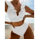 thumbnail image 1 of Bikini con volantes para mujer, traje de baño de dos piezas con cuello en V, acolchado de realce, cintura alta, corte Sexy, para playa, 2024, 1 of 5