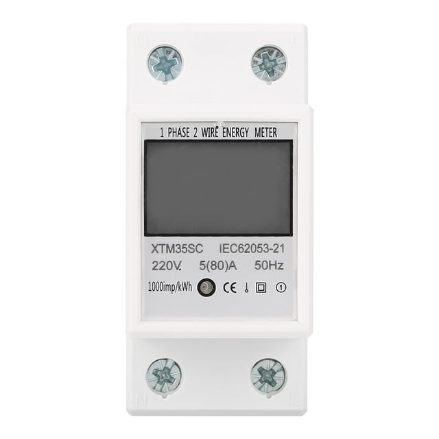 Medidor eléctrico de fase, 220 V 5 (80) A Medidor eléctrico digital de 1 carril DIN Medidor de energía de carril DIN de fase Máxima comodidad