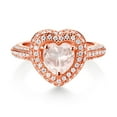 thumbnail image 2 of Gem Stone King 18K Rose Gold Plated Silver Rose Rose Quartz and White Moissanite Heart Shape Ring for Women (1.34 Cttw, Size 9), 2 of 4