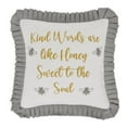 thumbnail image 2 of VHC Brands Embroidered Bee, Farmhouse Throw Pillow, Kind Words Are Like Honey, Grey & Yellow, 18x18, 2 of 7