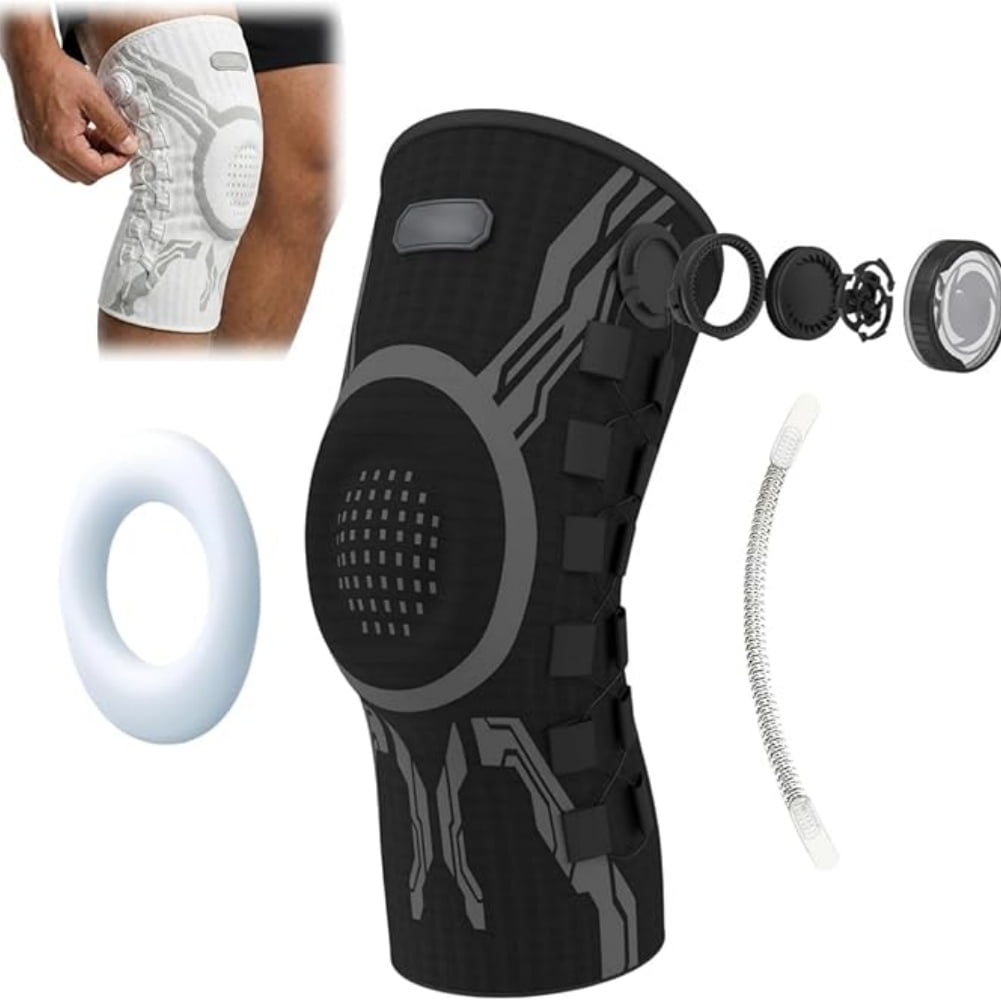 Kneevo Knee Brace, Adjustable Dial Knee Support with Strap System, Compression Knee Stabilizer with Patella Gel Pad & Side Stabilizers, Breathable Sports Knee Sleeve for Running
