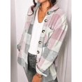 thumbnail image 4 of XINQIHANG Womens Casual Plaid Shacket Button Down Long Sleeve Shirt, 4 of 5