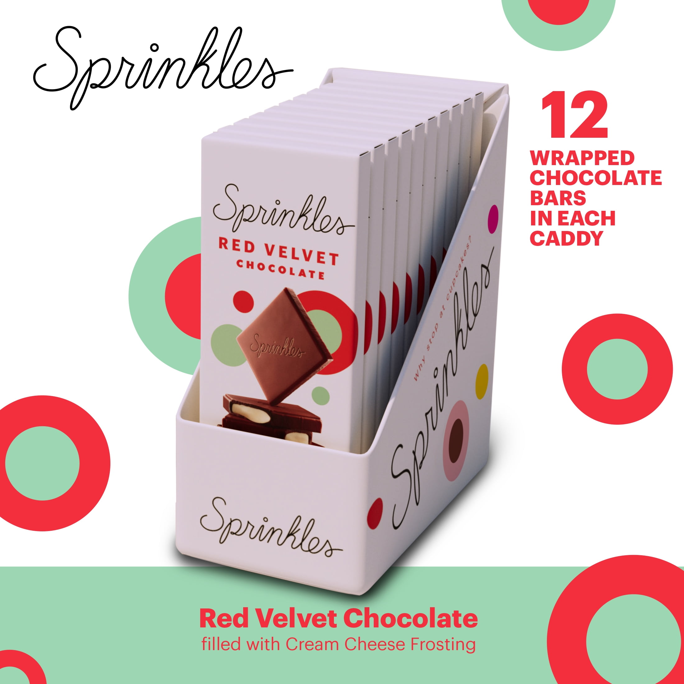 (3 pack) Sprinkles Premium Red Velvet Chocolate Bar with Cream Cheese Filling