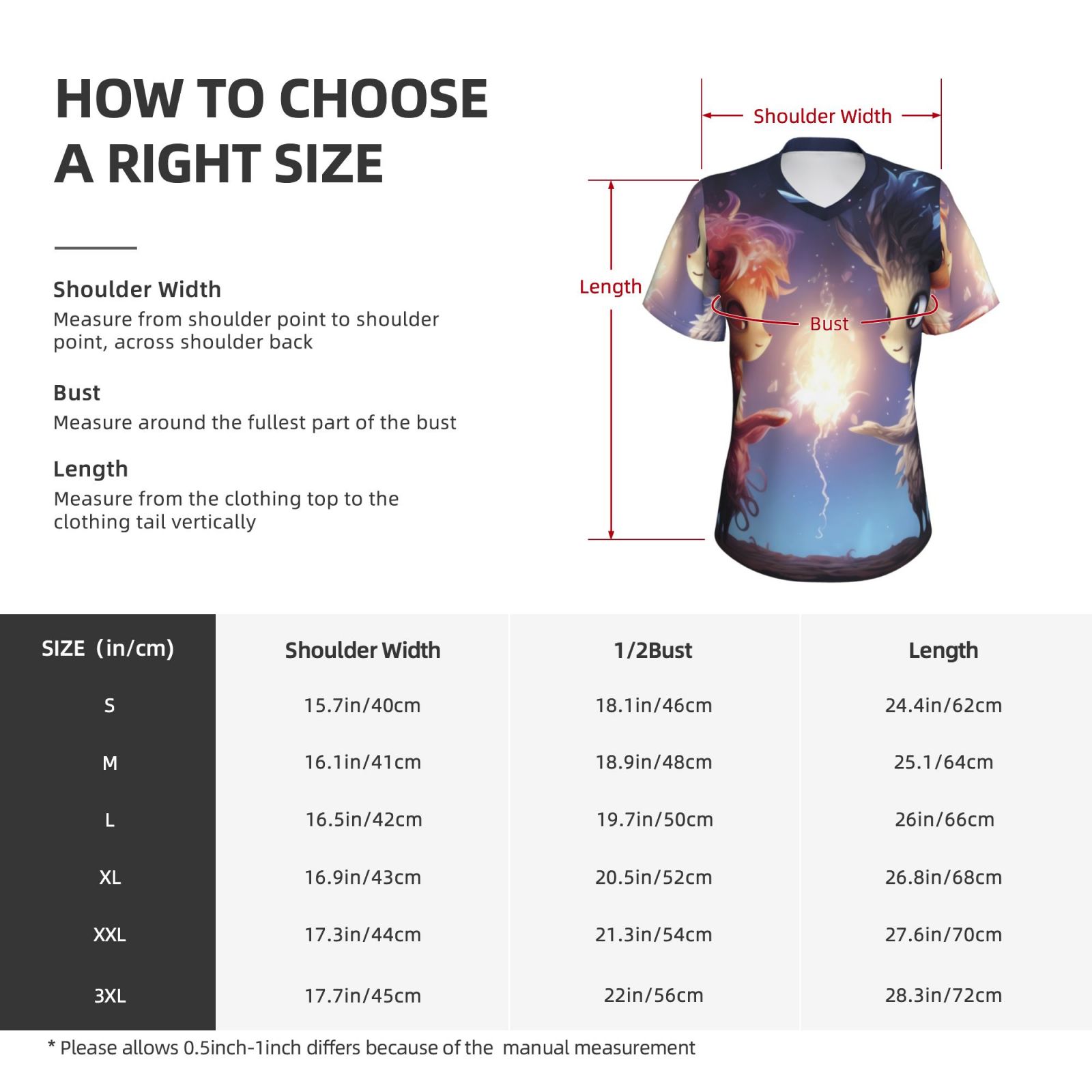 Vsdgher Dreamy Forest Elf Women Shirts V Neck Short Sleeve Tops T-Shirt Basic Tees, S to 3XLX-Large
