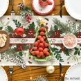 thumbnail image 3 of Touchbetter Holly Pine Cone Leaves Floral Christmas Table Runner, Seasonal Winter Kitchen Dining Table Decoration for Home Party Decor 13x72 Inch, 3 of 6