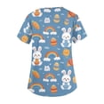 thumbnail image 5 of LTTVQM Women's Easter Scrub Tops 2026 Rabbits Eggs Print Cute Short Sleeve Tops Loose Fit V Neck Holiday Shirts with Pockets Sky Blue 2XL, 5 of 5