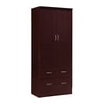 thumbnail image 3 of Hodedah Two Door Wardrobe with 2 Drawers and Hanging Rod, Brown, 3 of 8