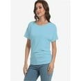 thumbnail image 5 of Womens Casual T Shirts Dolman Short Sleeve Shirts Boat Neck Ruched Tops Summer Lightweight Clothes, 5 of 6