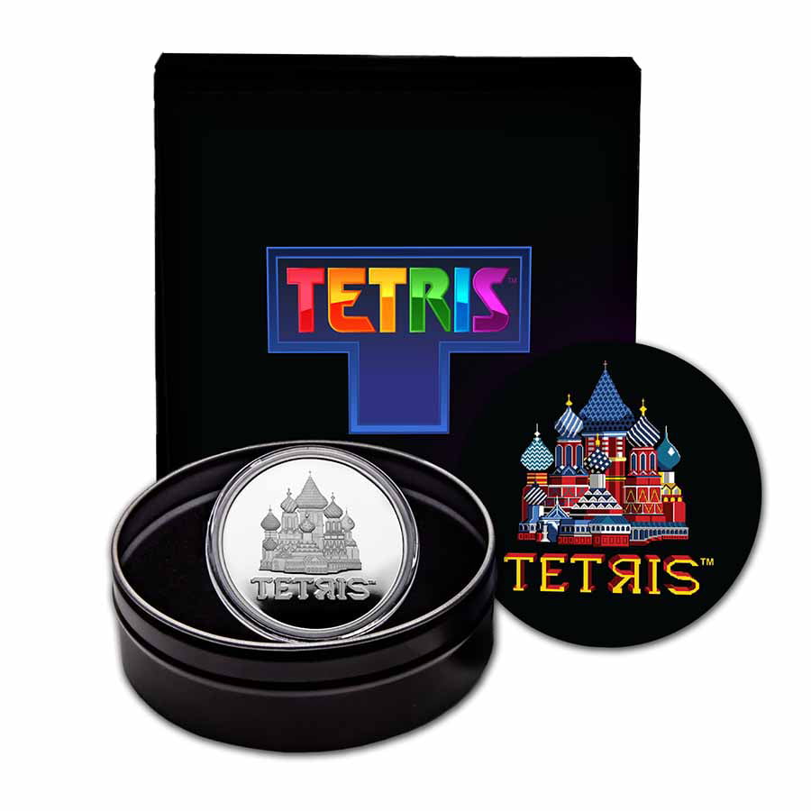 2021 Niue $2 TETRIS ST BASIL'S CATHEDRAL colorized coin .999 fine silver in TEP 