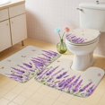 thumbnail image 2 of Lavender Bath Mat 3 Piece Bathroom Rug Set, Purple Spring Floral Botanical Butterfly Rustic Non Slip Bath Rug Contour Mat and Toilet Lid Cover, Absorbent Shower Mats Soft Bath Rugs and Mats Sets, 2 of 8