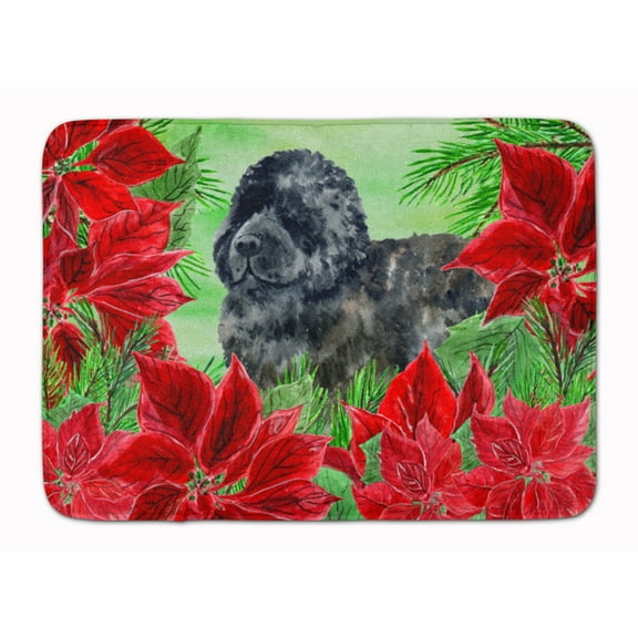 Newfoundland Poinsettas Machine Washable Memory Foam Mat