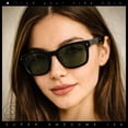 thumbnail image 4 of Hipster Vintage Style Plastic Rectangle Horn Rim Fashion Sunglasses [Tortoise - Brown], 4 of 8