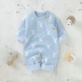 thumbnail image 2 of Weebloom Toddler Baby Easter Outfit Boy Girl Bunny Knit Sweater Long Sleeve Bodysuit Clothes Girls Holiday Romper Light Blue 6-12 Months, 2 of 9