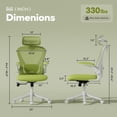 thumbnail image 3 of Ninecer Ergonomic Mesh Office Chair with Memory Foam Seat, Computer Desk Chair with Adjustable Lumbar Support & 3D Headrest, 90°Flip-up Arms, Green, 3 of 9