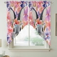 thumbnail image 2 of Easter Bunny Swag Valances for Windows 2 Pack, Kitchen Window Curtains 36 Inch Length, Spring Pink Flowers Rabbit Pastoral Botanical Privacy Swag Curtains for Living Room/Bathroom 36"x36", 2 of 8