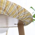 thumbnail image 5 of Round Fitted Tablecloth 44 Inch, Gray Mustard Check Plaid Round Tablecloth Waterproof Table Cloth Polyester Table Cloth for Daily Use Kitchen Dining Party Wedding, 5 of 8