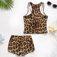 thumbnail image 6 of COEQINE Girls Two Piece Tankini Bathing Suit with Chest Pad, Crewneck Sleeveless Summer Swimwear, Modest Rash Guard Set Swimsuit for Little Kid 6-7 Years, Leopard Fur Print, 6 of 8