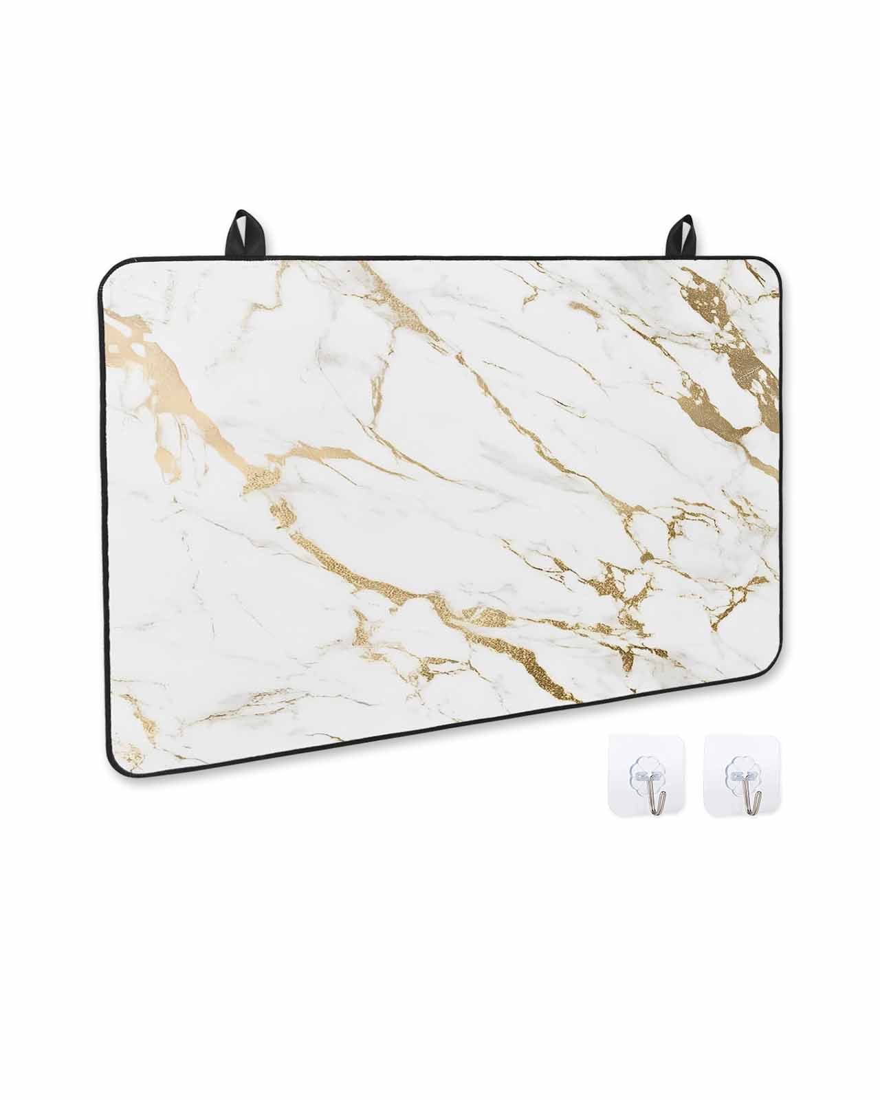nqOlkjepod Large Induction Cooktop Protector Mat 36"x21", White Gold Abstract Stove Top Covers for Electric Stove, Modern Marble Geometric Decorative Stove Burner Cover Mats, Glass Top Stove Cover