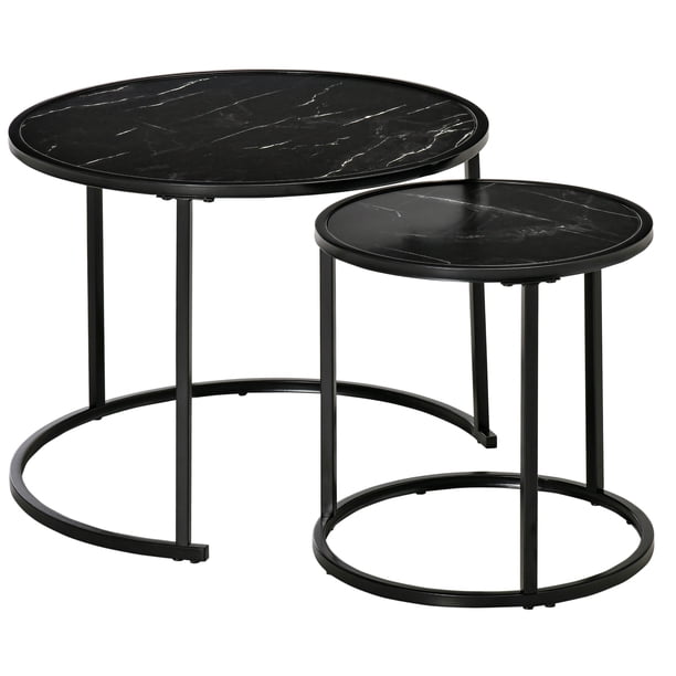 homcom-round-nesting-coffee-table-set-of-2-stacking-tables-faux-marble