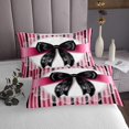 thumbnail image 3 of Erosebridal Lace Bow Coverlet Set Twin, Romantic Bowknot Bedding Set, Geometric Striped Decor 2pcs, 3 of 5