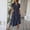 Navy Blue-L, variant on Blue Dress With Belted Waist And Short Sleeves