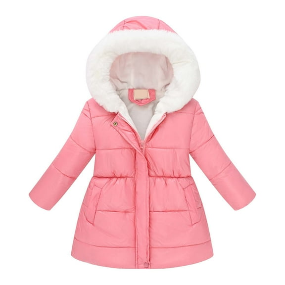 REDARER Girls Winter Hooded Coat with Trim Warm Zip Up Long Sleeve Jacket Slim Fit Outerwear for Cold Weather,Kids Clothing,Size:9-10 Years