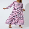 thumbnail image 4 of PENGXIANG Robe Maxi à Manches Courtes Bouffantes Col en V Été Boho Imprimé Floral Robe Smockée Évasée Violet Foncé TTG, 4 of 8
