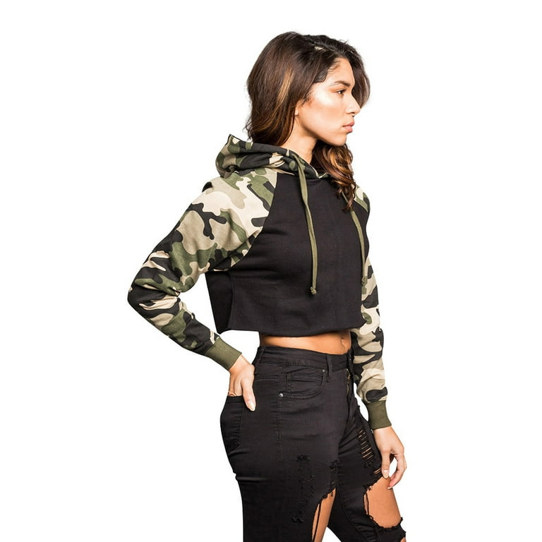 Black camo cropped hoodie new arrivals