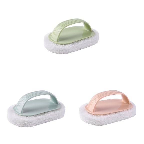 3 Pcs Scouring Pad Brush With Handle,Cleaning Brush With Handl,Bathroom Scouring Pad, Cleaning Sponge For Shower Tile,Shower Cleaning Sponge,Cleaning Brush For Bathroom Kitchen,4.72x3.14 in