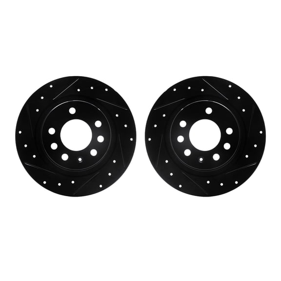 Dynamic Friction Company Rear Brake Rotors-Drilled and Slotted-Black 8002-52019