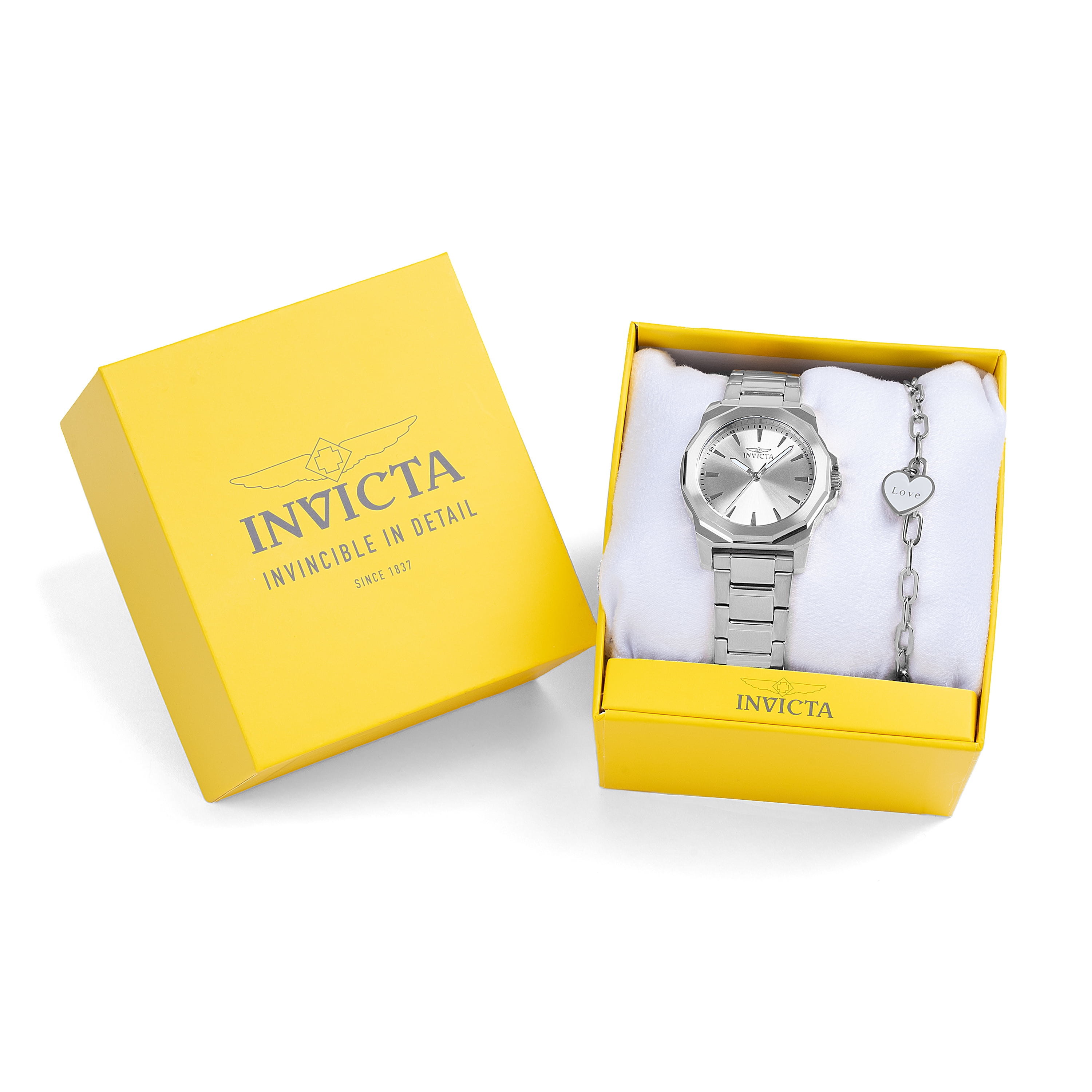 INVICTA 48577 Set with Speedway Ladies Watch 34mm Stainless Steel case and Silver Dial and Silver bracelet