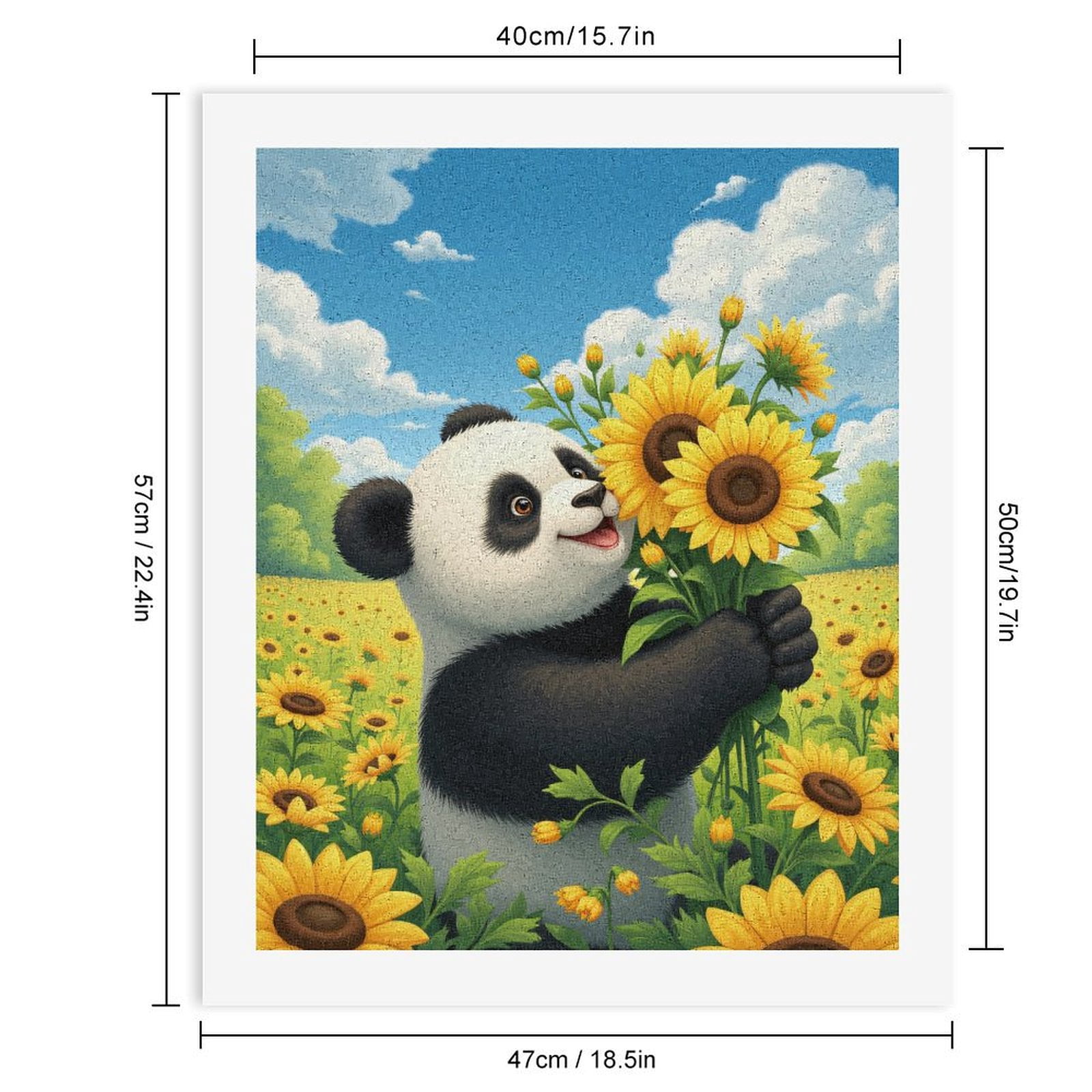 Paint by Numbers Kit for Adults, Panda Joyful Sunflower Field Paint by Numbers, Easy Paint by Numbers Kit for Adults Beginner, DIY Adult Paint by Number Kits on Canvas, 12x16in Home Decor