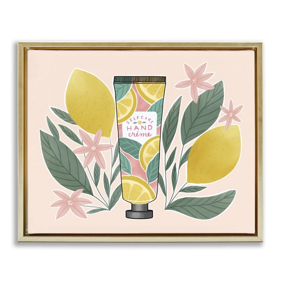 Stupell Industries Bohemian Self Care Hand Creme Citrus Herbs Gold Floating Frame Canvas Art, 31 x 25, by Richelle Lynn Garn