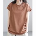 thumbnail image 2 of Maean Womens Basic Shirts Short Sleeve Crew Neck Solid Color Causal Tee Summer Loose Tshirts Tops M-3XL, 2 of 5