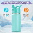 thumbnail image 5 of 12oz Kids Water Bottle for School, Toddler Bottles with Straws, Stainless Steel Vacuum Insulated Water Bottle for Boys&Girls, Leak-Proof, BPA-Free, Purple, 5 of 10