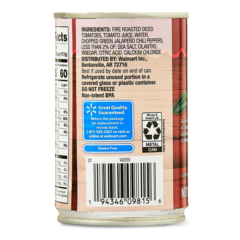 Great Value Fire Roasted Diced Tomatoes with Green Chiles 10 oz