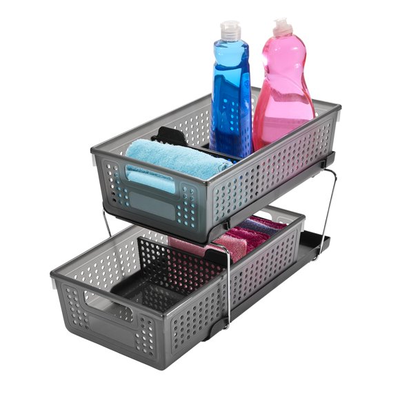 Organizer Madesmart, almacenamiento deslizable multiusos de 2 niveles